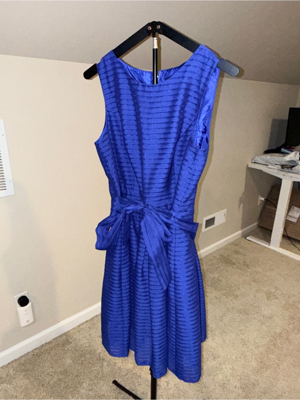 Tommy Hilfiger Royal Blue Sleeveless Midi Dress with Tie Waist